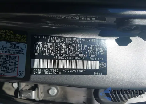 2005 Toyota Camry Le from USA, damaged, VIN 4T1BE32K45U985733